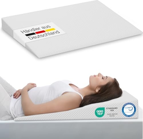 ELONEO Coussin cale-Dos pour lit, Coussin incliné 140x100 cm, Mousse Visco-minérale, rehausse de Matelas