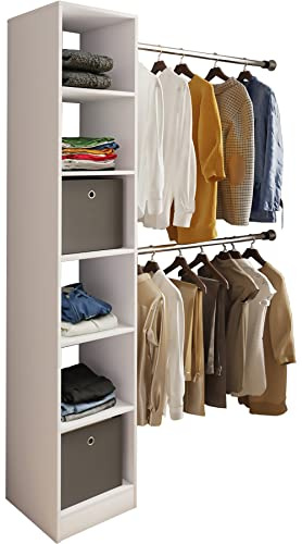 VCM Wood Open Wardrobe Walk-in Clothes Rack Sloping Shelf Dacho lll Wood Open Wardrobe Walk-in Clothes Rack Sloping Shelf Dacho lll White