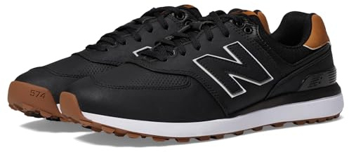 New Balance Chaussures de Golf 574 Greens V2 pour Homme, Noir/Gum, 12 X-Wide