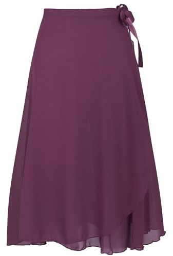 Deesorxin Ballet Skirt for Women Long Wrap Skirt Sheer Dance Costumes with Adjustable Waist tie for Adult Ladies Big Girls Purple