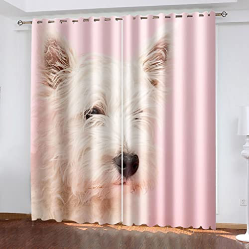 Vorhang Blickdicht Thermovorhang Rosa Cartoon-Hund Muster Gardinen Wohnzimmer Vorhänge Kinderzimmer Geräuschreduzierung Dekoration Für Schlafzimmer Küche Fenster 270X244cm (BxH)