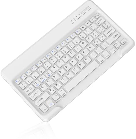 SENGBIRCH Tastiera Bluetooth Wireless Compatibile con Tablet iPad/iPad Pro/Lenovo/Android/Samsung/Huawei/Xiaomi/Redmi, Tastiera Bluetooth Wireless Ultrasottile per iPad,Redmi, Bianco