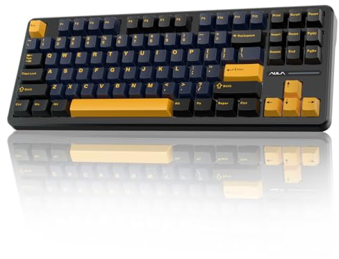 AULA F87 Wireless Mechanical Keyboard, 75% TKL Custom Hot Swappable Gaming Keyboards with PBT Keycaps, Pre-lubed Greywood Switches, RGB Backlit Creamy Keyboard, 2.4GHz/USB-C/BT5.0