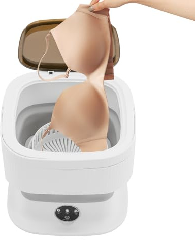 SABUIDDS Mini lavadora plegable con centrifugado móvil para ropa normal y delicada, lavadora de viaje para caravanas, autocaravanas, bajo consumo de agua y consumo de energía
