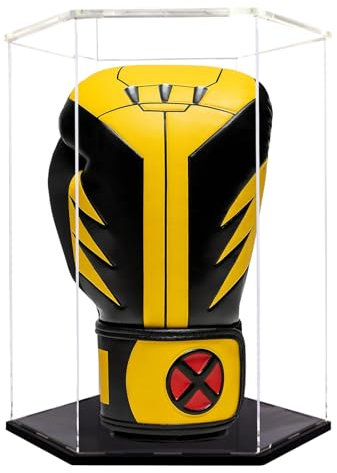 WLSANX Boxhandschuh-Vitrine, transparente Acryl-Vitrine für Boxhandschuhe in voller Größe, Selbstmontage, 27,9 x 24,9 x 34 cm, Transparent mit Schwarz Rahmen