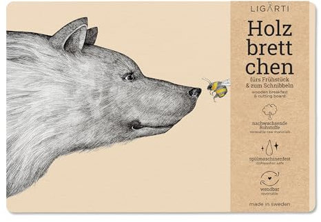Ligarti® Frühstücksbrettchen aus Holz | Nachhaltiges Frühstücksbrett 22x15 cm, ideal für köstliche Frühstücksmomente | Hergestellt in Schweden, spülmaschinenfest