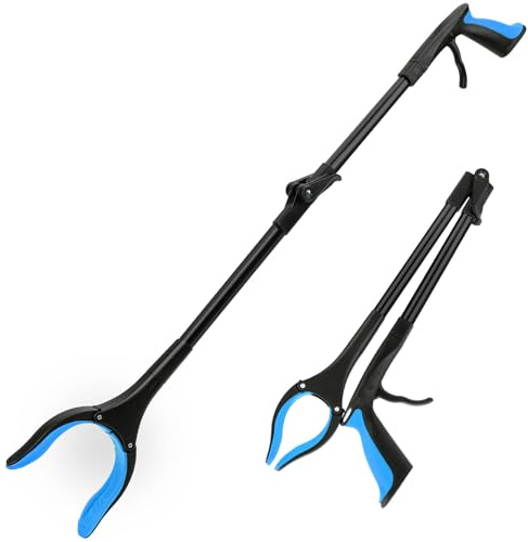 THINKWORK 81 cm Katzentoilette für Erwachsene – faltbarer Greifer für ältere Menschen, helfender Handgreifer für Behinderte, robuster Greifer, tragbarer Müllgreifer (blau)