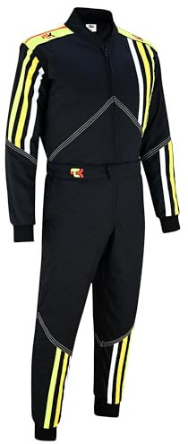 TK Go Kart Racing Suit Race Rally One Piece Poly Cotton Overalls Karting Suit, Schwarz , L