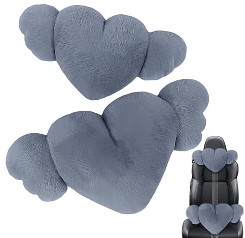 Générique Cuscini a forma di cuore per auto, 2 cuscini in peluche con | Accessorio comodo e per guida e casa, aggiunge un tocco di morbidezza e comfort
