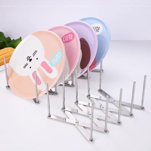 KATLKIU 2 Stück Adjustable Stainless Steel Pot Lid Rack, Multifunktionales versenkbares Rack zur Aufbewahrung von Töpfen, Deckeln und Dampfplatten.