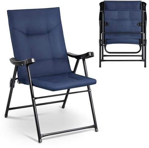 YUMBOT Sedie Pieghevole da Campeggio 260 KG Sedia Pesca Imbottiti Regolabile in 4 Posizioni con braccioli Portatile sedia reclinabile pieghevole per campeggio, giardino e balcone,Blu