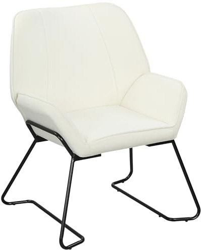 HOMCOM Butaca de Salón Moderna Sillón Lectura con Asiento Ancho de 46 cm y Acolchado Tapizado en Terciopelo Patas de Metal Silla Tocador para Salón Sala de Estar Dormitorio Crema