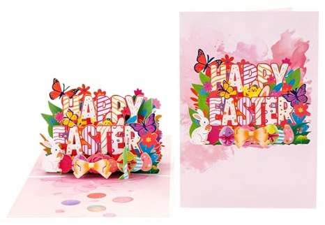 Ldduopp Tarjeta de felicitación de Pascua 3D, tarjeta de Pascua 3D, diseño de conejo de Pascua y huevo de Pascua, regalo de papel para esposa, marido, novia, madre, padre, familia, amigos