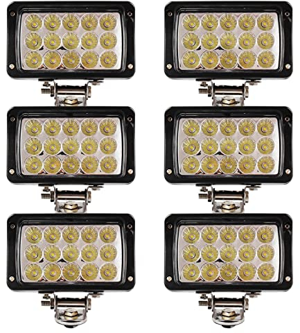 BRIGHTUM 6 X 45W LED Offroad Arbeitsscheinwerfer weiß 12V 24V Reflektor worklight Scheinwerfer Arbeitslicht SUV UTV ATV Arbeitslampe Traktor Bagger LKW KFZ (6 Stück)