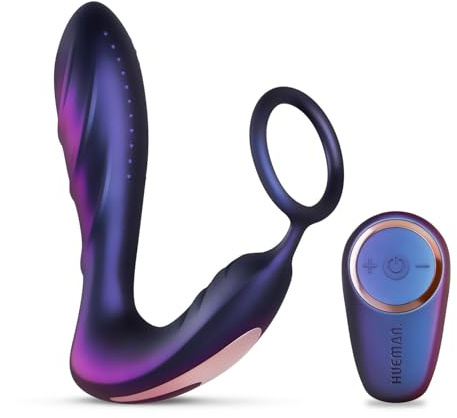 Hueman Black Hole Anal Vibrador con Cockring - con Control Remoto Inalámbrico, Para la Estimulación de la Próstata y Una Erección más Dura y Prolongada - Longitud Insertable 11,00 cm - Morado