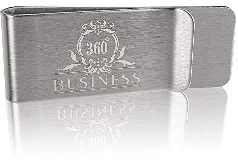 360°Business - Geldklammer Herren - Ideal zum Ausgehen - Geldscheinklammer - Für Geldscheine aus Edelstahl - Farbe Silber