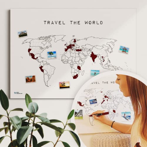 Die SCRATCH MAP Alternativ, hållbar, ultrastark, tillverkad i Tyskland – TRAVEL THE WORLD #2 – Skrapvärldskarta – rullad canvasaffisch 60 x 40 cm