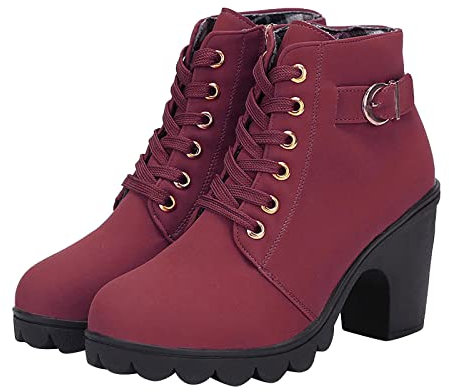2022 Botines Cordones Mujer Zapatos de Cuña Botas de de tacón alto Agua Tacon Ancho Moda Otoño Invierno Comodos Botas de Nieve Antideslizante Impermeable Boots cremallera cordón vintage fiesta