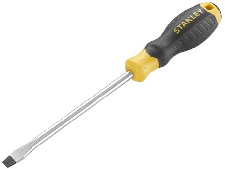 Stanley Cushion Grip™ Screwdriver Flared Tip 8 x 150mm, Made from high-Strength, Chrome Vanadium Steel with Strong Magnetic Black Oxide tip