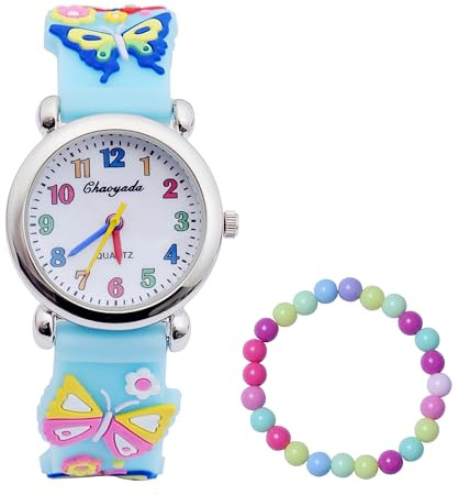 MUXIJIA Montre pour Enfants Fille, 3ATM Étanche Montre Mouvement à Quartz Montre Bracelet en Silicone pour Filles de 3 Ans à 10 Ans