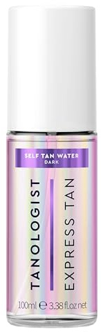 Tanologist Mini Self Tan Water Dark, Clear, Travel Size Tanning Mist, Streak-Free, Natural Bronze Glow, No Fake Tan Smell, Skincare Infused, Lightweight, Dermatologist Tested,100ml