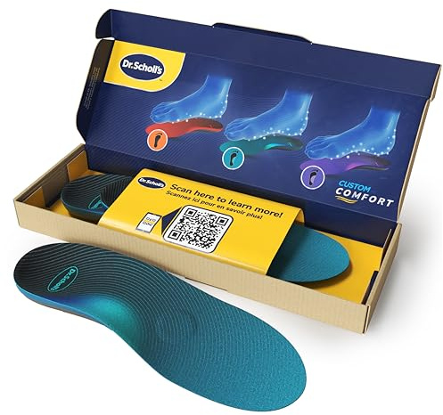 Plantillas Dr. Scholl's Custom Comfort - Plantillas para fascitis plantar - Plantillas estándar para zapatos con soporte de arco para mujeres talla, hombres 42-42.5, comodidad todo el día CF660