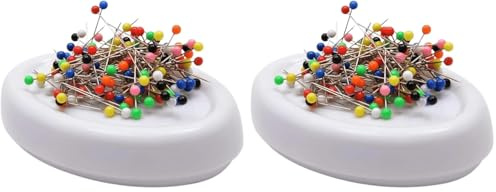 Trimz Magnetic Pin Cushion, White, 12 x 8 x 3 cm (Pack of 2)