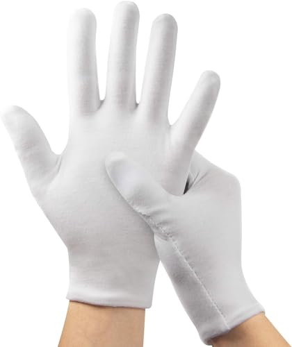 Weiße Handschuhe, 3Pairs Baumwollhandschuhe für Ekzem, Weiße Baumwoll-Ekzem-Handschuhe für Männer und Frauen trockene Hände, Atmungsaktive Maschine waschbare Tuchhandschuhe
