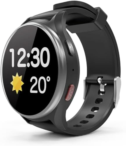 emporiaWATCH-LTE, Smartwatch für Herren & Damen, Fitnessuhr, Sportuhr, Telefonfunktion, Schrittzähler, Wecker, Wetterbericht, Notruffunktion, Schwarz, Beige