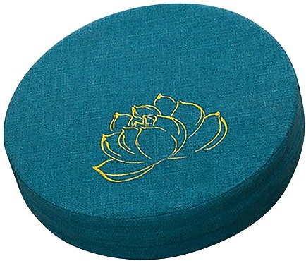 Rund meditationskudde, hållbar skumbomull, avtagbar tvättbar minimalistisk multifunktionell användning med linnematerial för balkong vardagsrum tatami sjöblå)