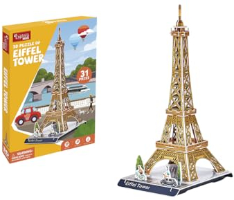 EXPLORA - Tour Eiffel - Puzzles 3D - 540010-31 Pièces - Monument Historique - Niveau 2 - sans Colle Ni Ciseaux - Educatif - Paris - Jeu de Construction - Cadeau - Maquette - À Partir de 5 Ans