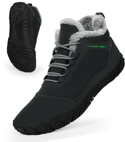 Barfota vandringskängor för vintern, snöstövlar för kvinnor, vinter- och utomhusbruk, vattentäta varma pälsfodrade stövlar bekväma halkfria slip-on korta stövlar unisex vandringsskor, Xh03 Mörkgrå, 40