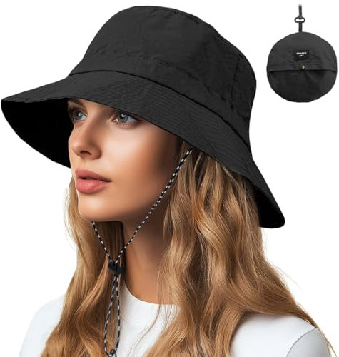 AIYVELU Regenhut Damen Wasserdicht Fischerhut Damen anglerhut herren bucket hat herren Herren Anglerhut Bucket Hat Sonnenhut Damen Faltbar Tragbar Outdoor Sommerhut(Schwarz)
