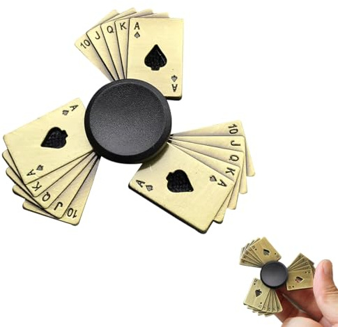KYLOS Spinner Fidget Roulement À Billes Métal Bronze Antique - Design Poker As Acier Inoxydable Haute Vitesse 3-5 Min Anti-Stress Jouet Pour Adultes Et Enfants Cadeau Original