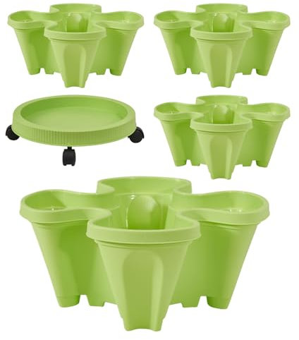 Fioriera per fragole, impilabile, a torre per piante – espositore verticale accessori da giardinaggio, porta attrezzi per piantare vasi da fiori per casa, patio, appartamento all'aperto