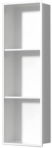 Étagère de rangement encastrée en acier inoxydable pour salle de bain - Blanc - 90 x 28 cm - Gain de place - Organiseur pour douches et baignoires bien rangées