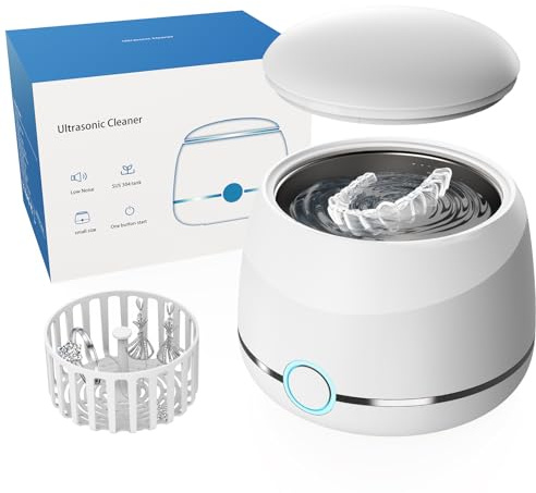 Ultraschallreinigungsgerät, U-VKK 45000 Hz Ultraschallreiniger, für zahnschiene reinigung, mit zwei Modi, geeignet für Retainer, Zahnspangen, Zahnbürstenköpfe, Prothesen, Schmuck usw