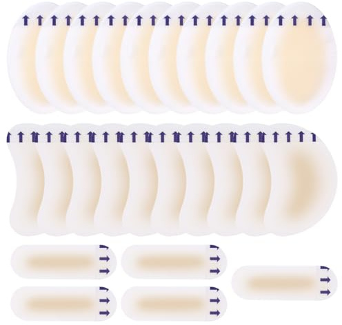 ZENQARI 25 Piezas Almohadillas para ampollas Tiritas Hidrocoloides Invisibles Perfecto para Talón Pie y Dedos Impermeable Para Protección de la Piel y Anti-Rozaduras