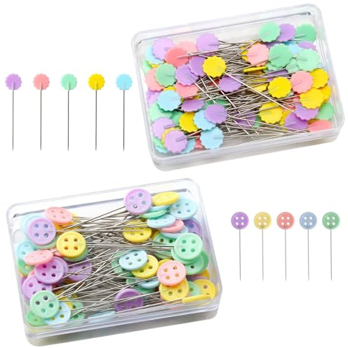 Spille da Cucito,200 PCS Spilli da Sarta e da Cucito Teste Colorate Spilli Lunghi e Dritti per Sartoria Cucitos Maglieria Patchwork Quilting e Artigianato Fai da Te