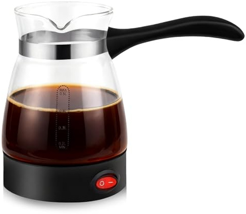 Elektrisk turkisk kaffekanna 500 ml, turkisk kaffekokare, 500 W, elektrisk kaffemaskin med handtag, tvättbar mockakanna för turkiskt kaffe, espresso och te, för hem, kontor och camping
