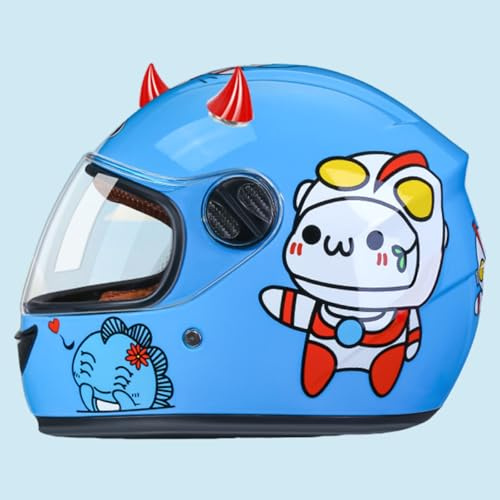 Casco Scooter Per Bambini Con Visiera Parasole Per Bambini E Bambine Dai 3 Ai 12 Anni, Casco Motocross Per Bambini, Omologato ECE 22.06, Casco Integrale Da Moto Per Bambini E,48-54cm