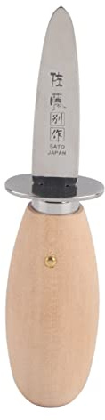 Yosoo Health Gear Couteau à écailler les Huîtres, en Acier Inoxydable, avec Manche en Bois Confortable, pour Ouvrir les Huîtres et les Crustacés