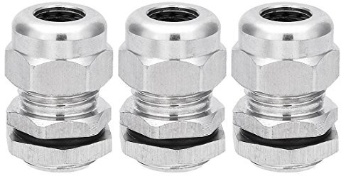 sourcing map 3PCS PG9-3 Prensaestopas Sujetador relleno de Metal Conector impermeable contratuerca