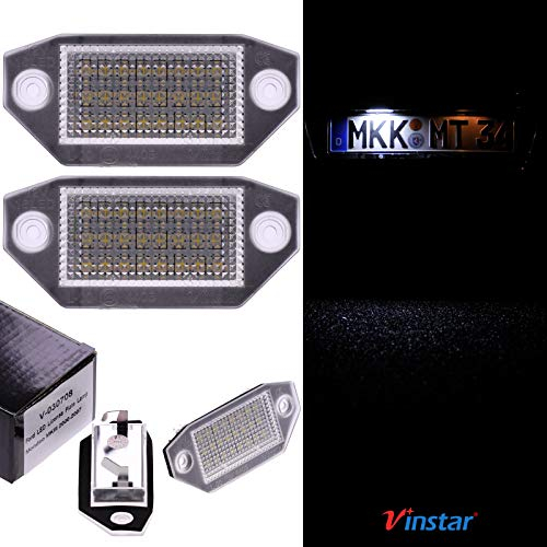 VINSTAR LED Kennzeichenbeleuchtung E-geprüft CAN-Bus 18 LEDs je Modul 6000 Kelvin kompatibel mit Ford Mondeo III (MK3) 2000-2007