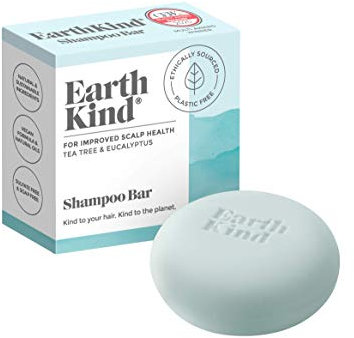 EarthKind Shampoo Bar, Tea Tree & Eucalyptus, Sulfate Free & Plastic Free Vegan Formula, Anti Dandruff, Professional Quality, Gentle for Daily Use, Natural, Sustainable Ingredients – 50g (Blue)
