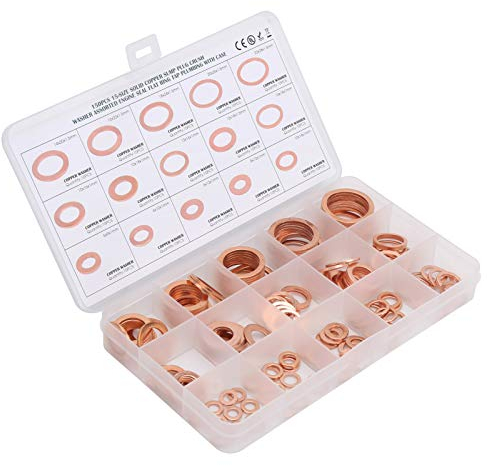 Anello di tenuta piatto 150 pezzi con guarnizione a scatola O ring Rondella in rame rosso per collegamenti idraulici per tappi coppa