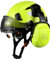 SAFEBUILDER Bauschutzhelm mit Visieren, klare und getönte Ohrenschützer, Gehörschutz, Industrie, Arbeit, Schutzhelm für Ingenieure (fluoreszierender grüner Helm mit klarem und getöntem Visier und