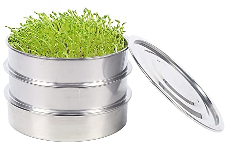 HarBin-Star Keimung Tablett Keimschale Edelstahl mit Metallsieb Kressesieb Hochwertiger Keramikschale + Edelstahlsieb Samen Schale für Microgreens Keimsaaten Sprossen