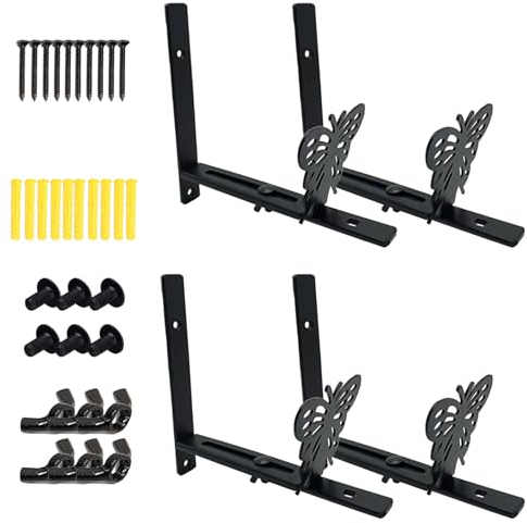 Verstellbare Blumenkasten-Halterungen, Wandhalterung, Pflanzkastenhalterungen, 4 Stück, robuster Eisen-Blumenkastenhalter mit 22,7 kg Kapazität, Blumentopf-Ständer für Balkon/Zaun/Garten/Terrasse mit