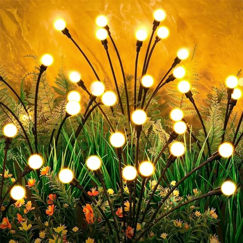 VIPNAJI Lumière Solaire Extérieure - 4 Pièces 10 LED Lucioles Pour Jardin, IP65 Étanche - Décoration Pour Allée, Terrasse